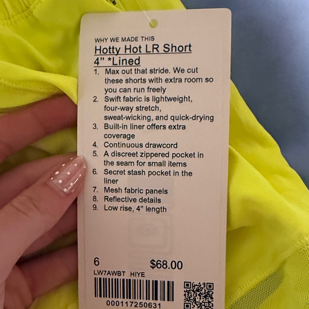 lululemon athletica hotty hot Bright Neon Yellow Athletic Shorts - Picture 2 of 5